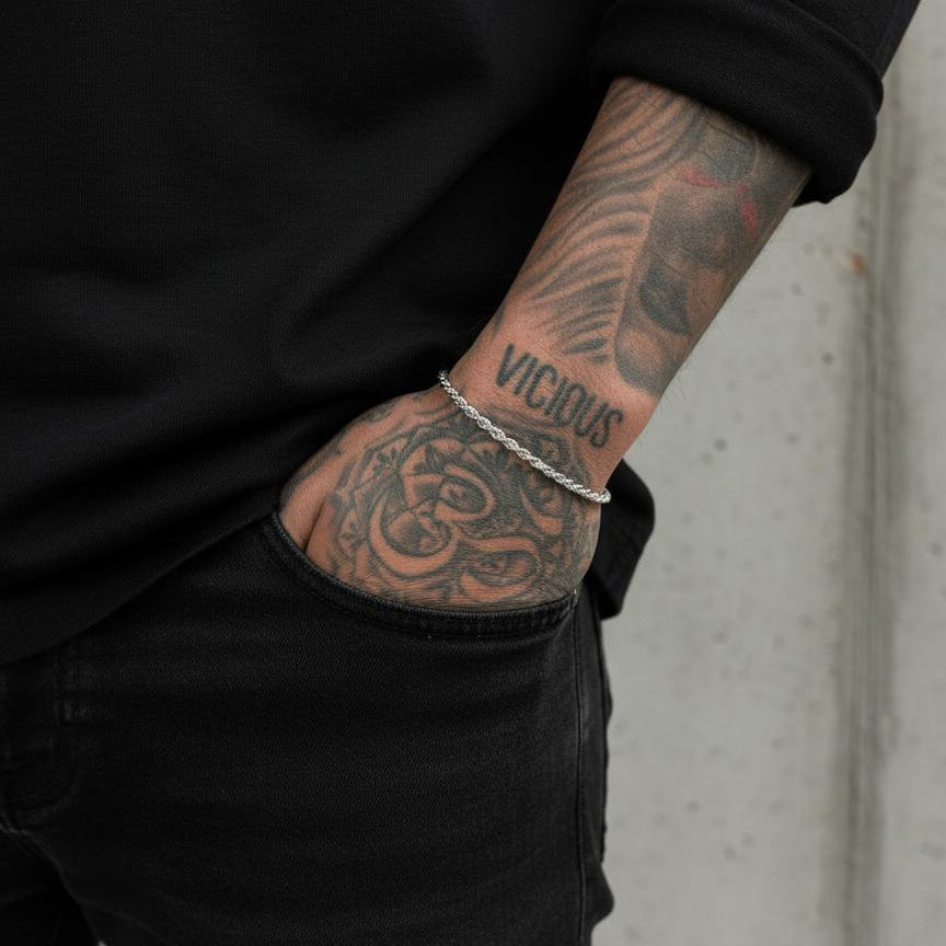 925 Sterling Silver 3mm Rope Chain Bracelet | Riley Collection