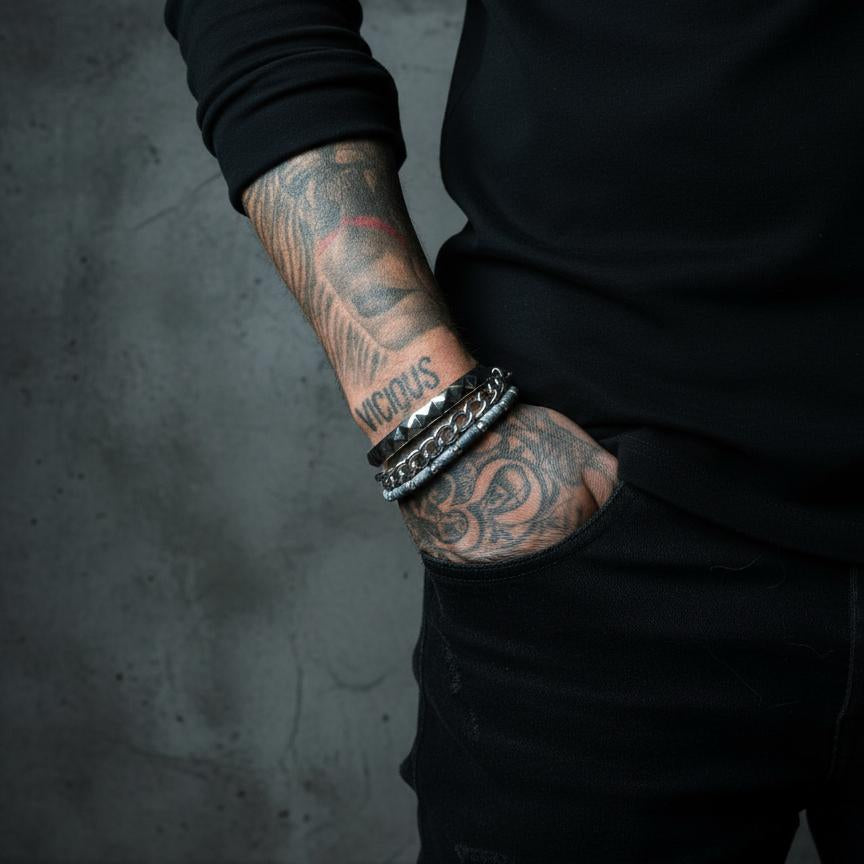 Ash Grey Heishi & Box Chain T-Bar Bracelet | 925 Sterling Silver | MIA Collection