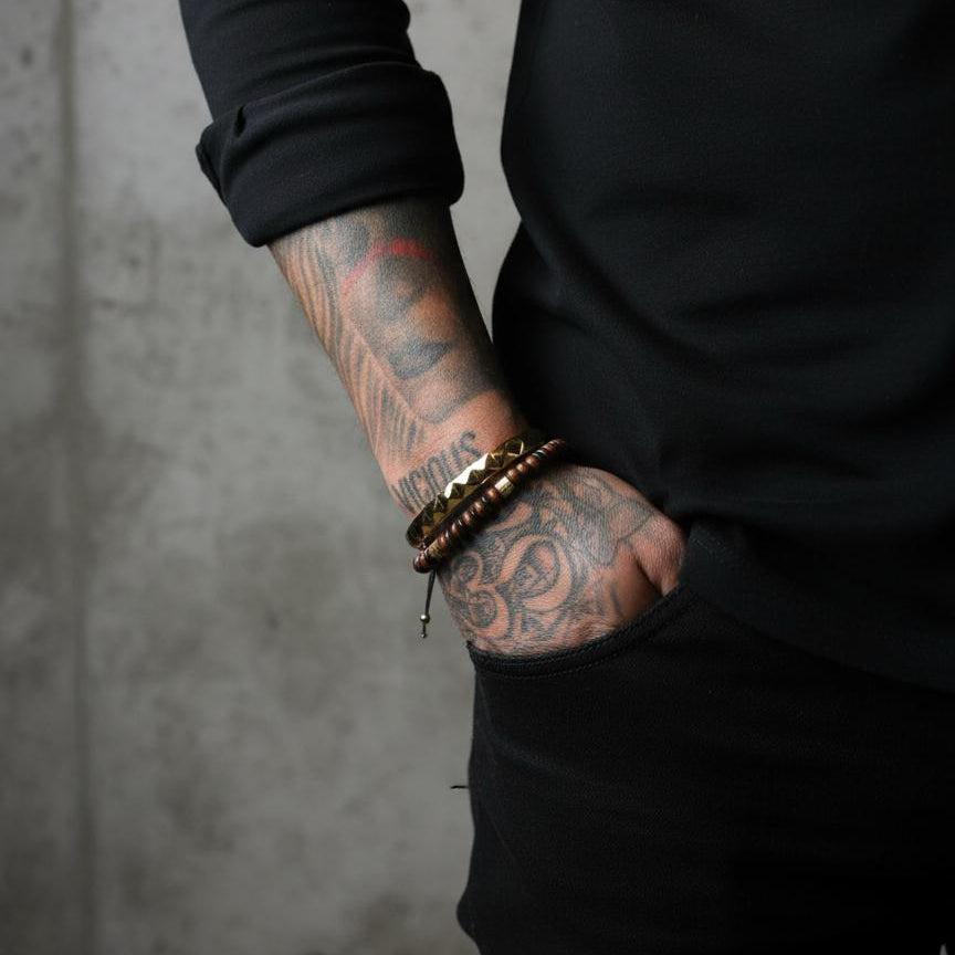 Black Onyx & Mahogany Obsidian Heishi Bead Bracelet | Gold Plated | NAIA COLLECTION