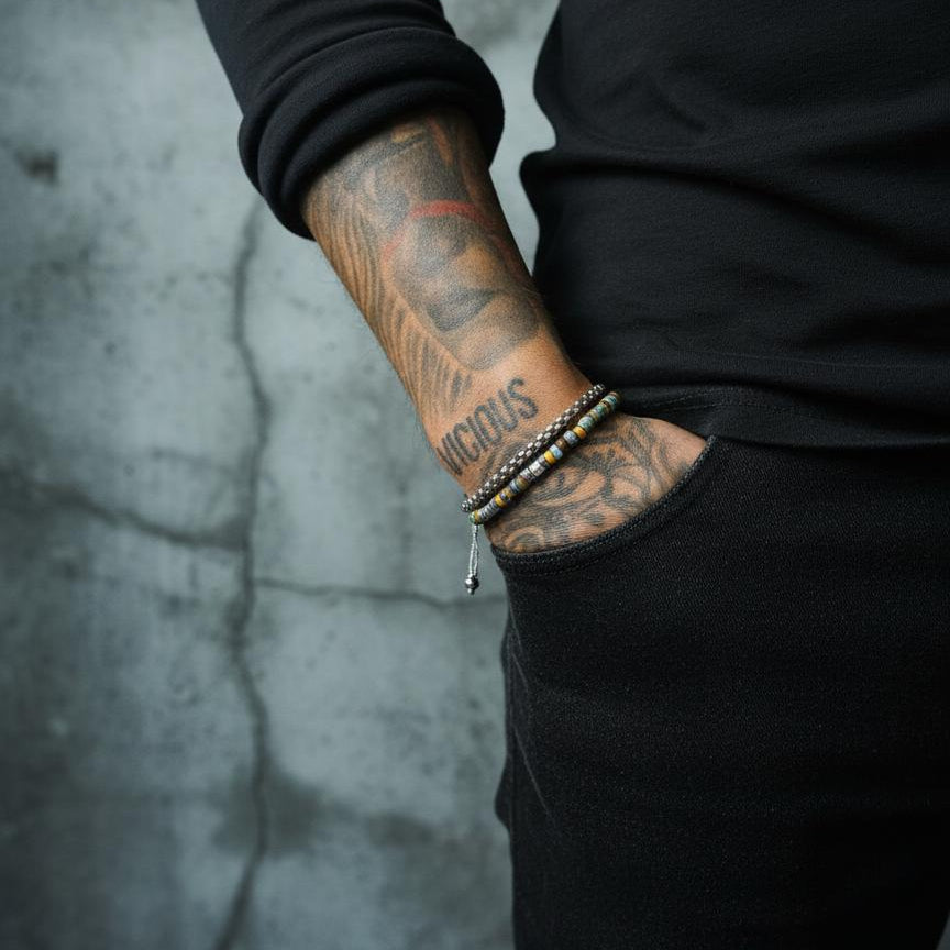 TIGER EYE & AFRICAN TURQUOISE HEISHI BEAD BRACELET | 925 STERLING SILVER | NAIA COLLECTION