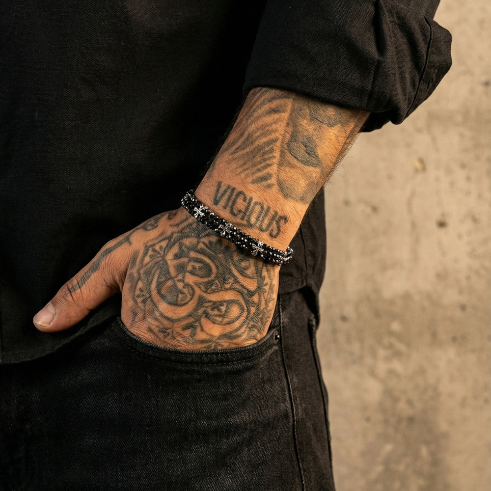 NECKLACE I WRAP I BLACK ONYX FACETED BEADS I 925 STERLING SILVER