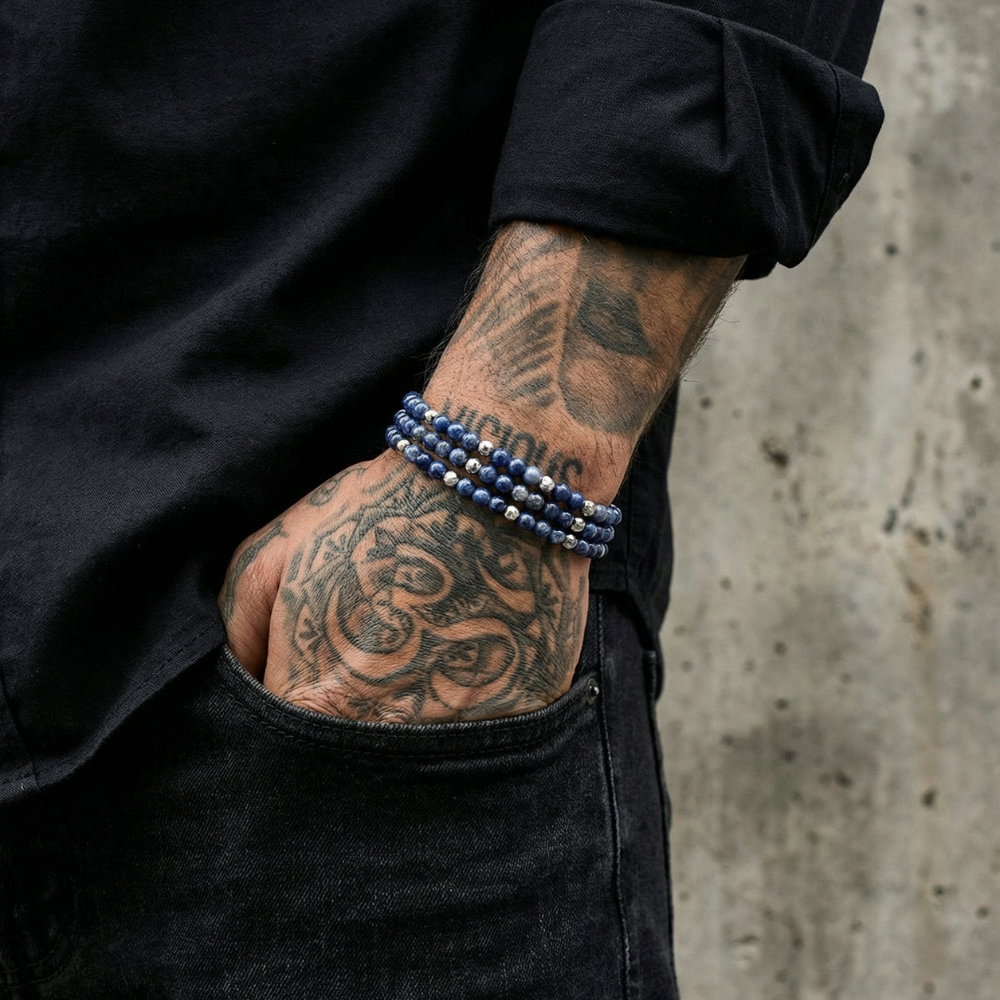 NECKLACE I WRAP I LAPIS LAZULI FACETED BEADS I 925 STERLING SILVER