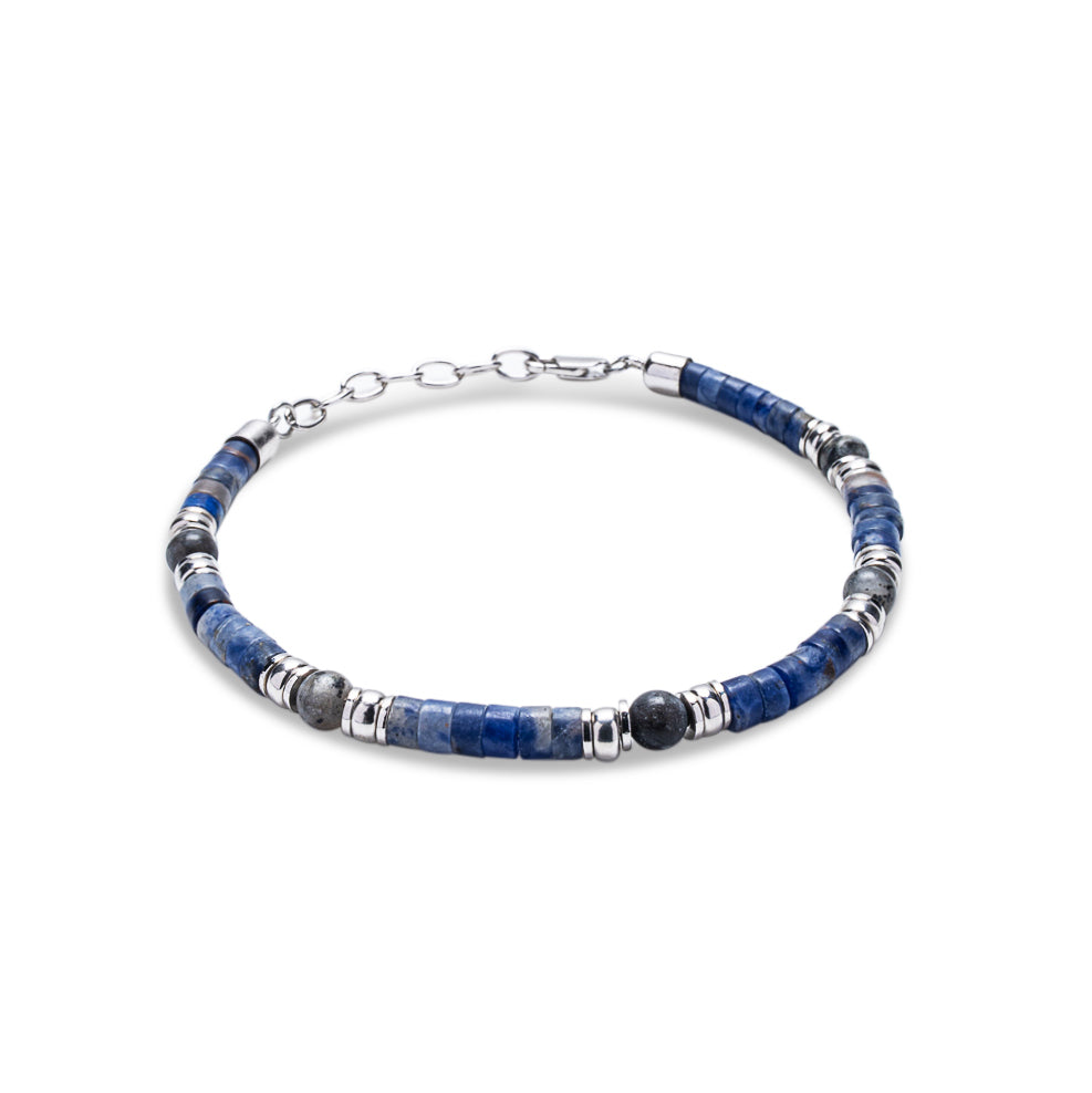 Lapis Lazuli & Moonstone Heishi Lobster Bracelet | 925 Sterling Silver | SHADAE Collection