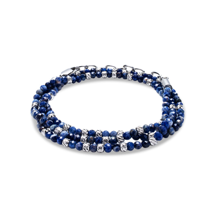 NECKLACE I WRAP I LAPIS LAZULI FACETED BEADS I 925 STERLING SILVER