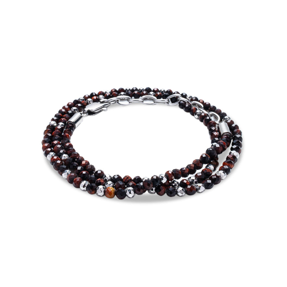 NECKLACE I WRAP I OXBLOOD JASPER FACETED BEADS I 925 STERLING SILVER