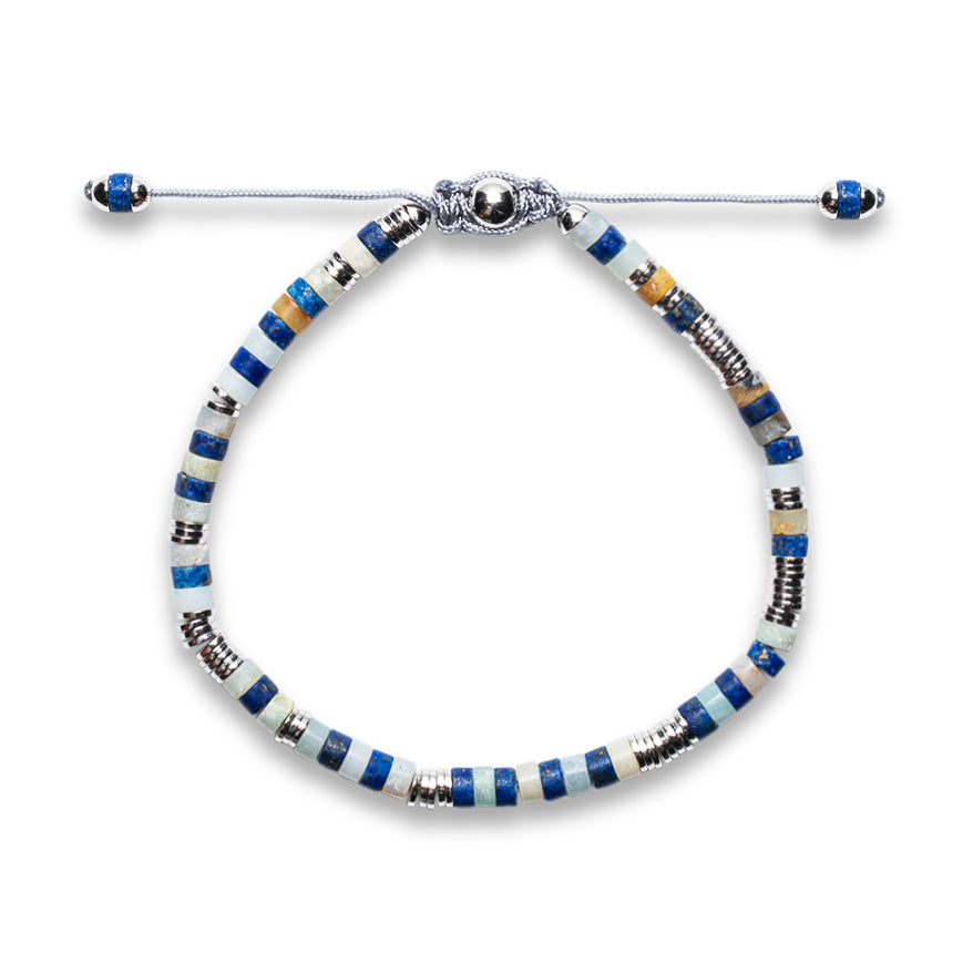 BLUE AVENTURINE HEISHI BEAD BRACELET | 925 STERLING SILVER | NAIA COLLECTION