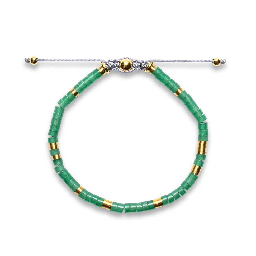 Emerald 4mm Heishi Bead Bracelet - Gold | Shadae Collection