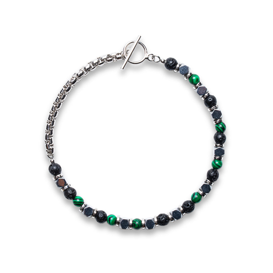 Fifty Cubes Boxchain & Heishi Bead Bracelet - 925 Sterling Silver I Mia Collection