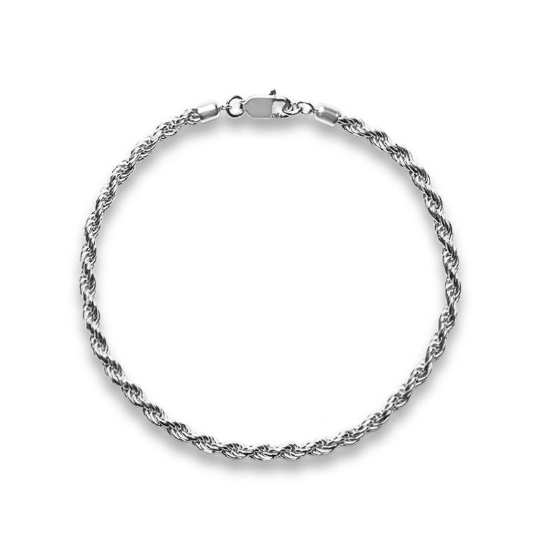 925 Sterling Silver 3mm Rope Chain Bracelet I Riley Collection