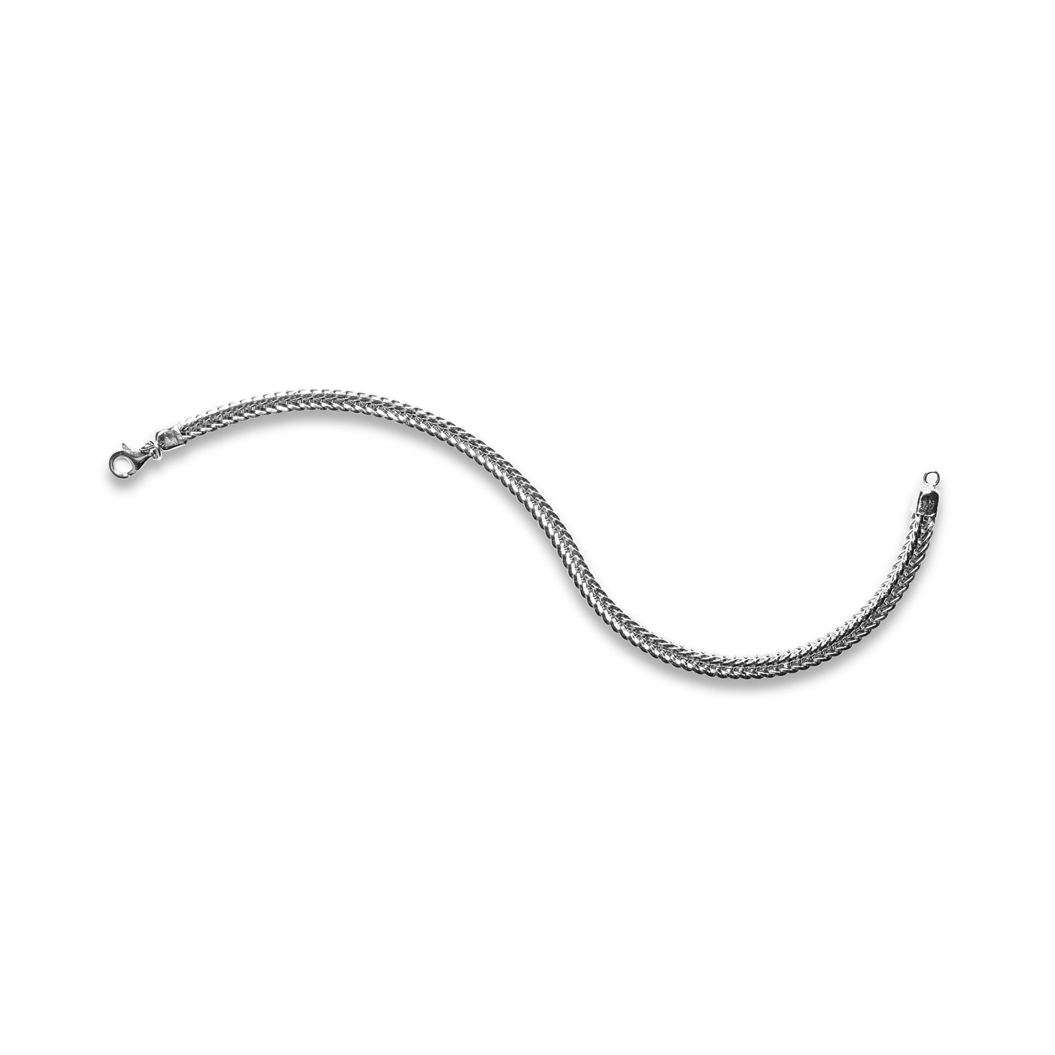 925 Sterling Silver 4mm Square Foxtail Bracelet I Riley Collection