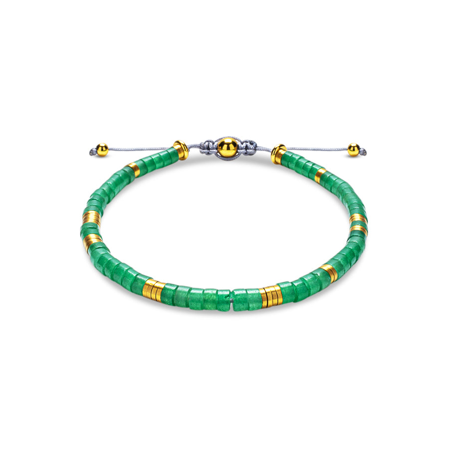Emerald 4mm Heishi Bead Bracelet - Gold | Shadae Collection