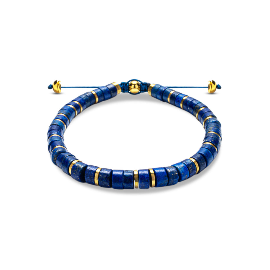 Lapis Lazuli 6mm Heishi Bead Bracelet - Gold | Shadae Collection