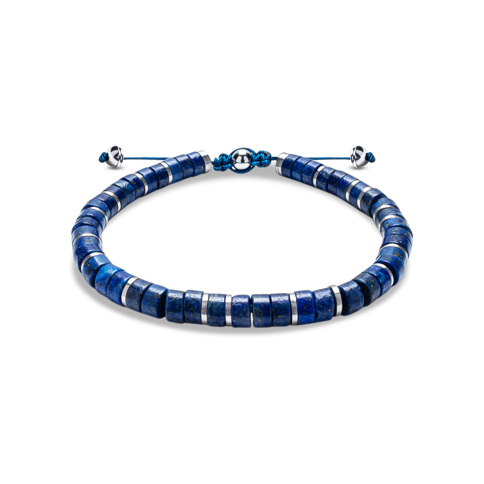 Lapis Lazuli 6mm Heishi Bead Bracelet - 925 Sterling Silver | Shadae Collection