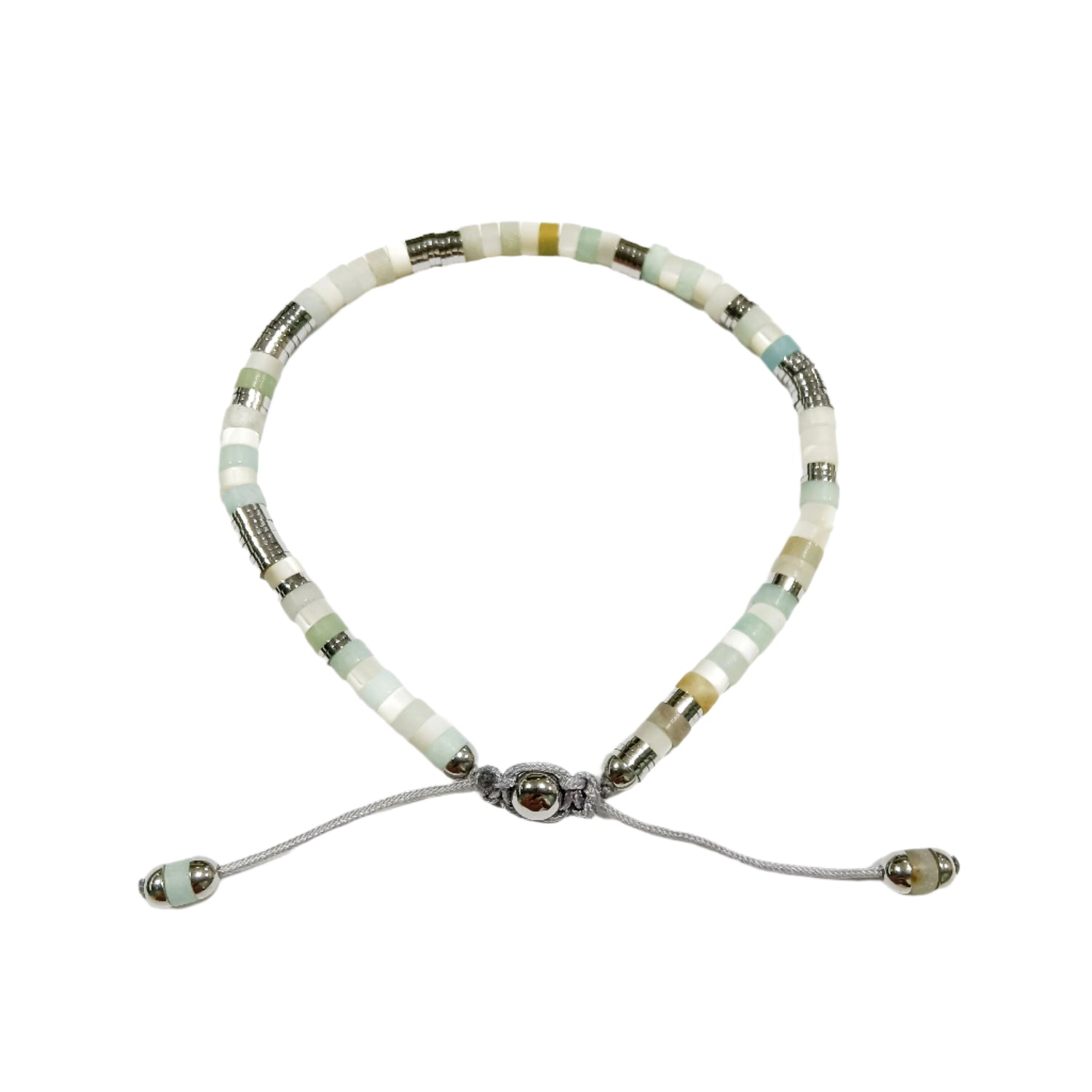 925 Sterling Silver Bracelet with multi-coloured beads on a white background
