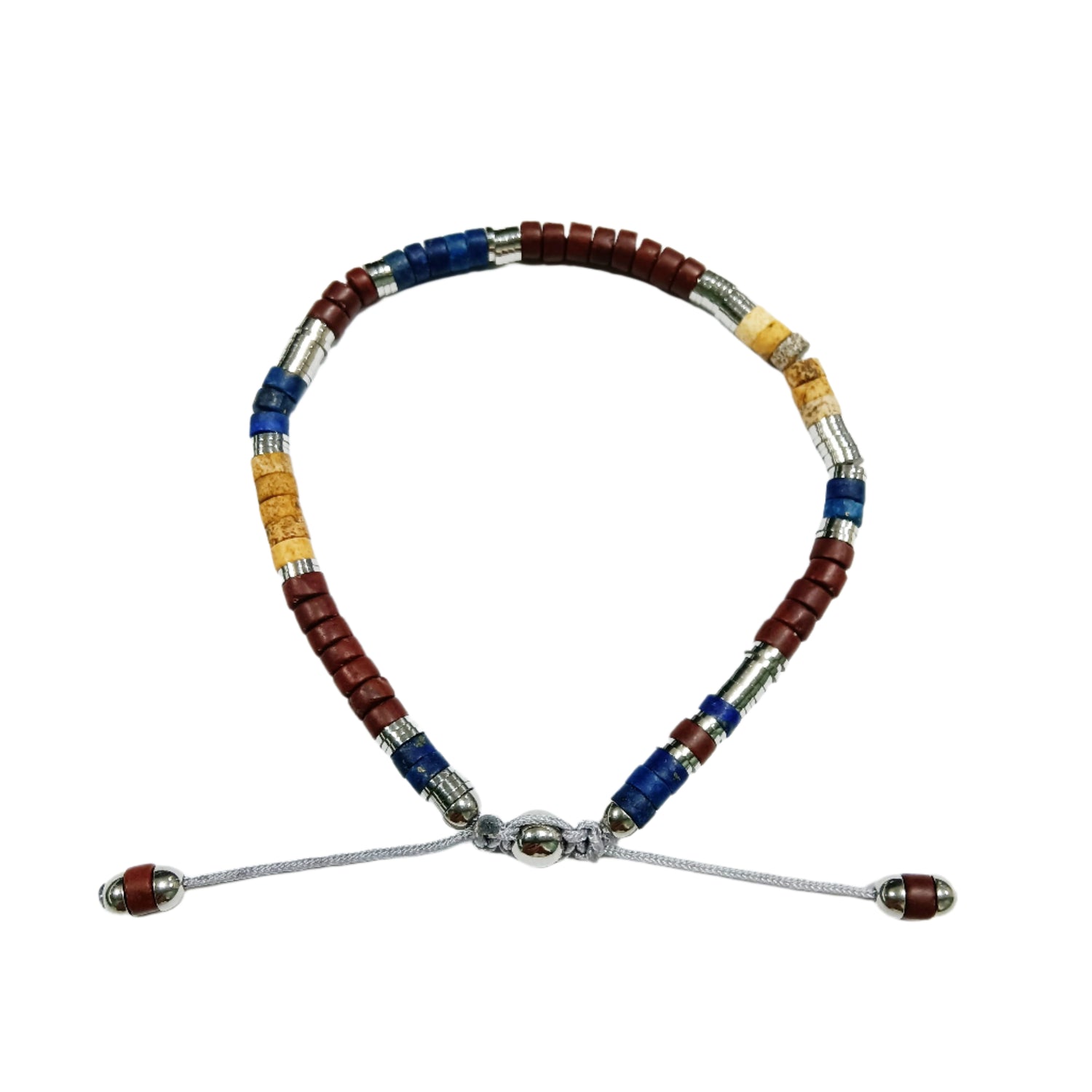 SANAA BRACELET  I  FLOWER RED-LAPIS-PICTURE  I  STERLING SILVER