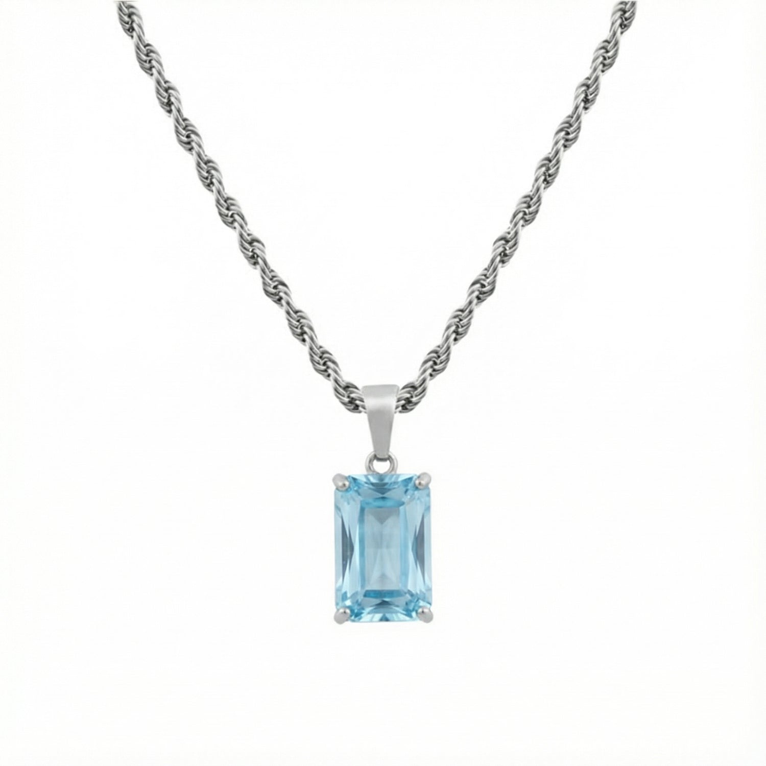 BIRTHSTONE PENDANT  |  MARCH  |  AQUAMARINE  |  925 STERLING SILVER