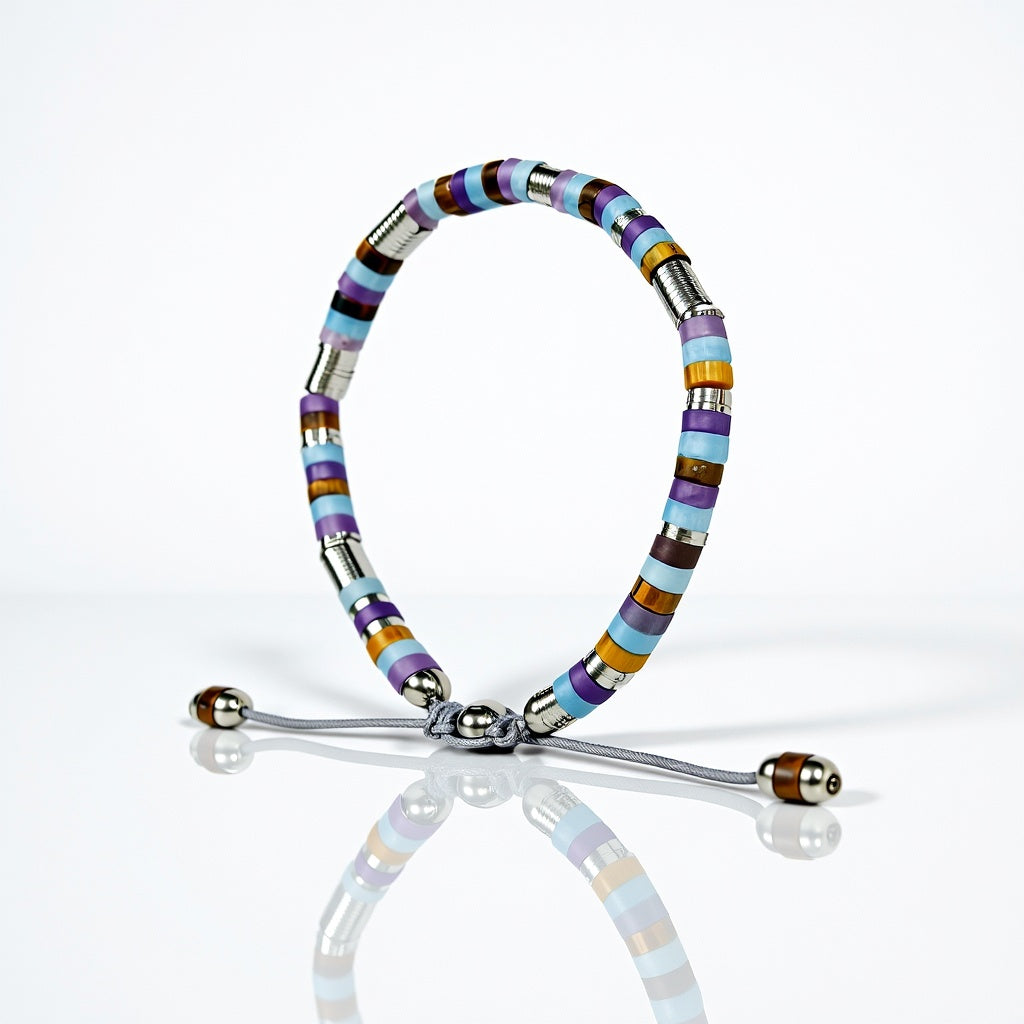 SANAA BRACELET  I  PURPLE-BLUE-BROWN  I  STERLING SILVER