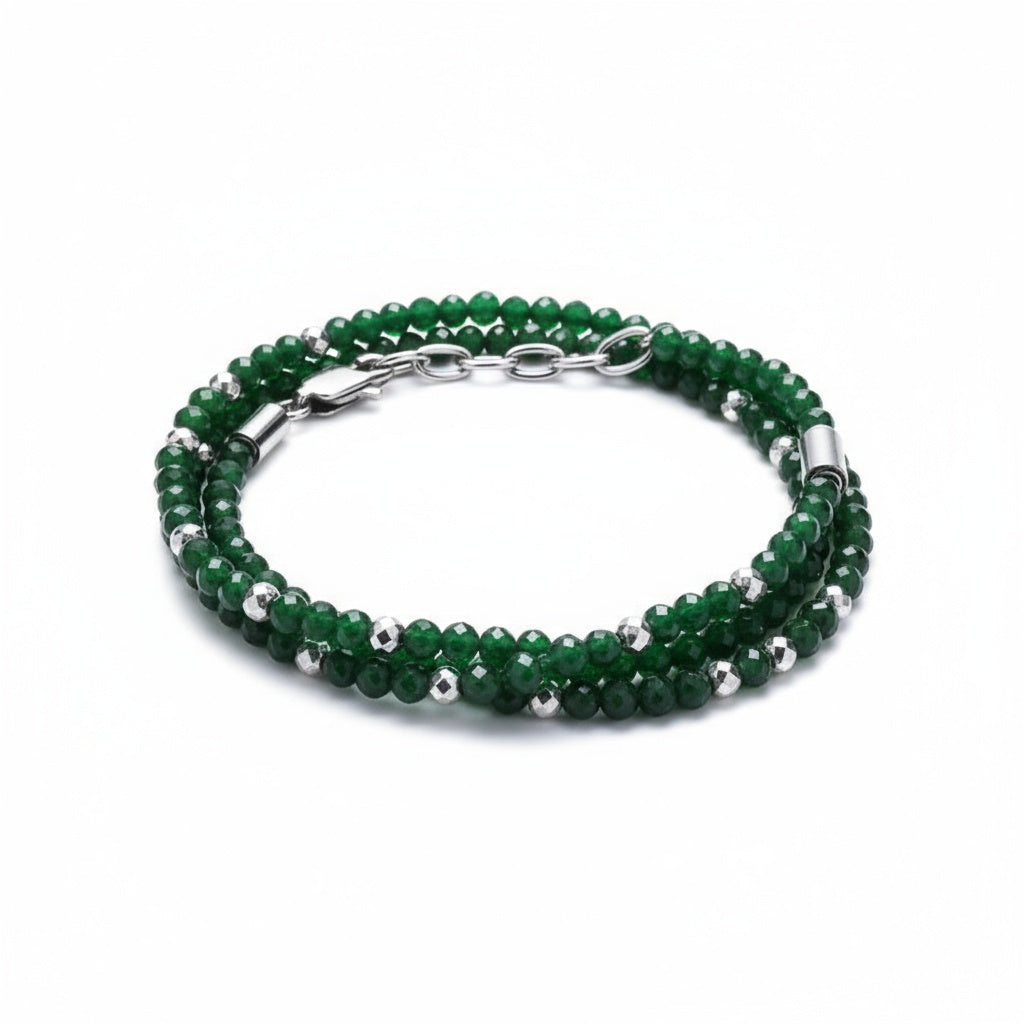 NECKLACE  I  WRAP  I  SERPENTINE FACETED BEADS  I  925 STERLING SILVER