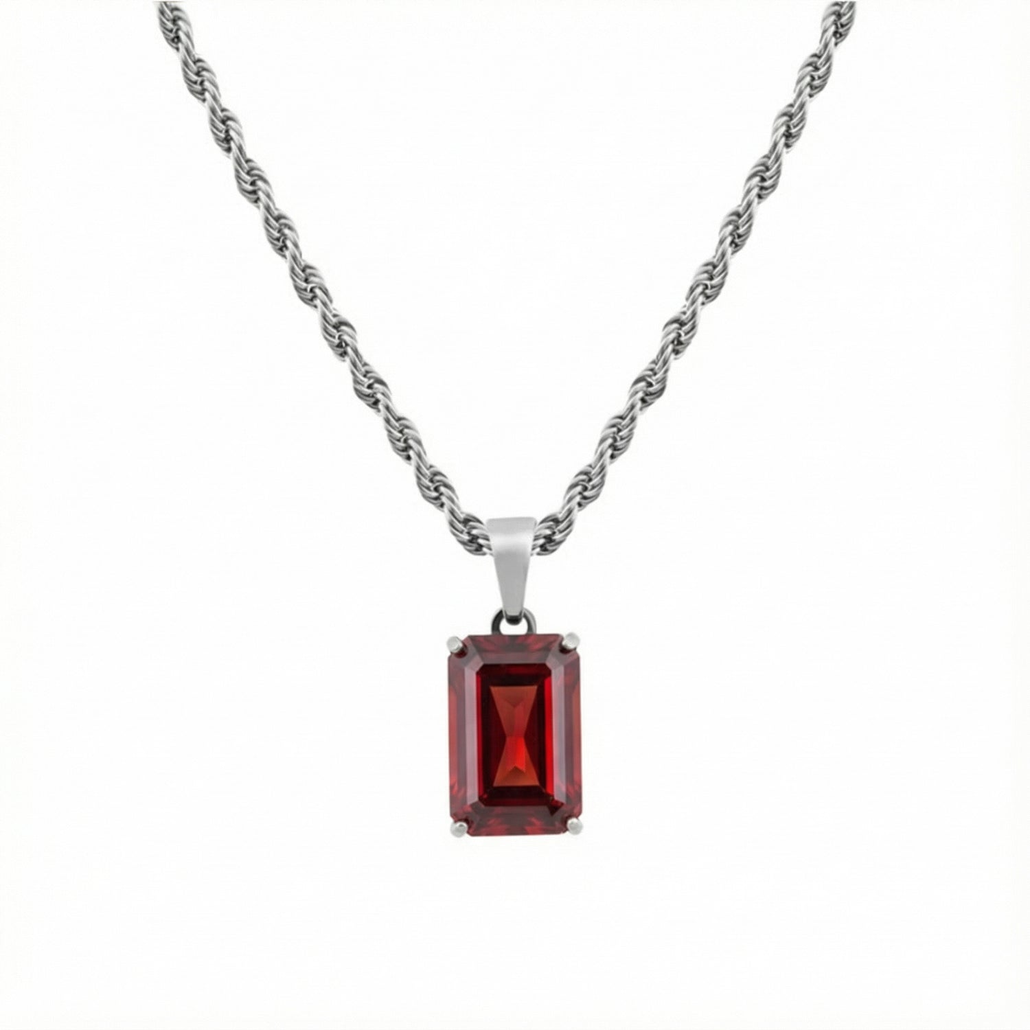 BIRTHSTONE PENDANT  |  JULY  |  RUBY  |  925 STERLING SILVER