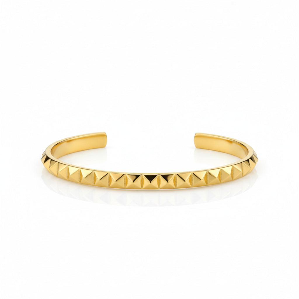 Gold Plated 6mm Pyramid Cuff  |  Riley Collection