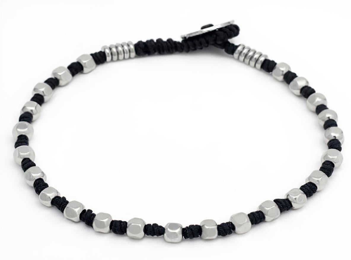 SANAA BRACELET  I  BLACK MACRAME  I  STERLING SILVER