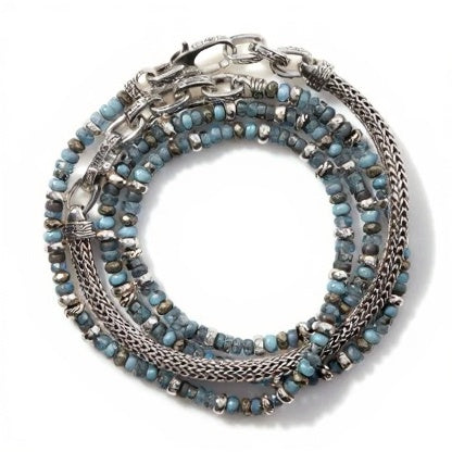 AMARU BRACELET  I MULTI-WRAP FALCON EYE I  SILVER