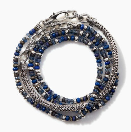 AMARU BRACELET  I MULTI-WRAP LAPIS LAZULI I  SILVER