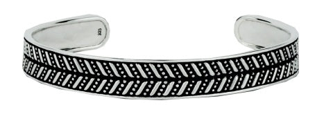 CUFF WRAP  I  BLACK HERRINGBONE  I  STERLING SILVER