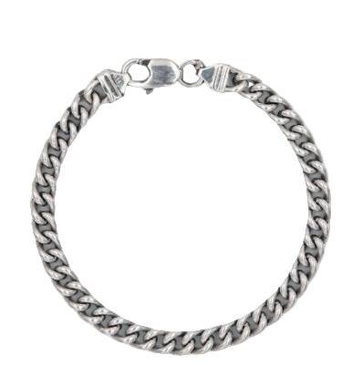Silver chain bracelet on a white background