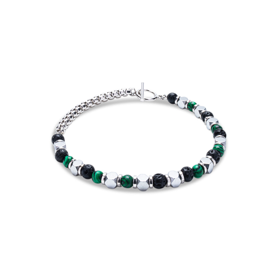 Fifty Cubes Boxchain & Heishi Bead Bracelet - 925 Sterling Silver  I  Mia Collection