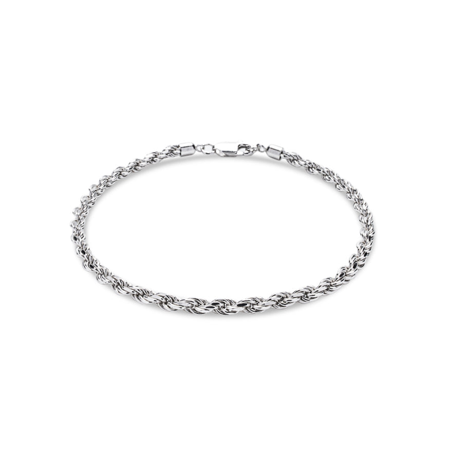 925 Sterling Silver 3mm  Rope Chain Bracelet  I  Riley Collection