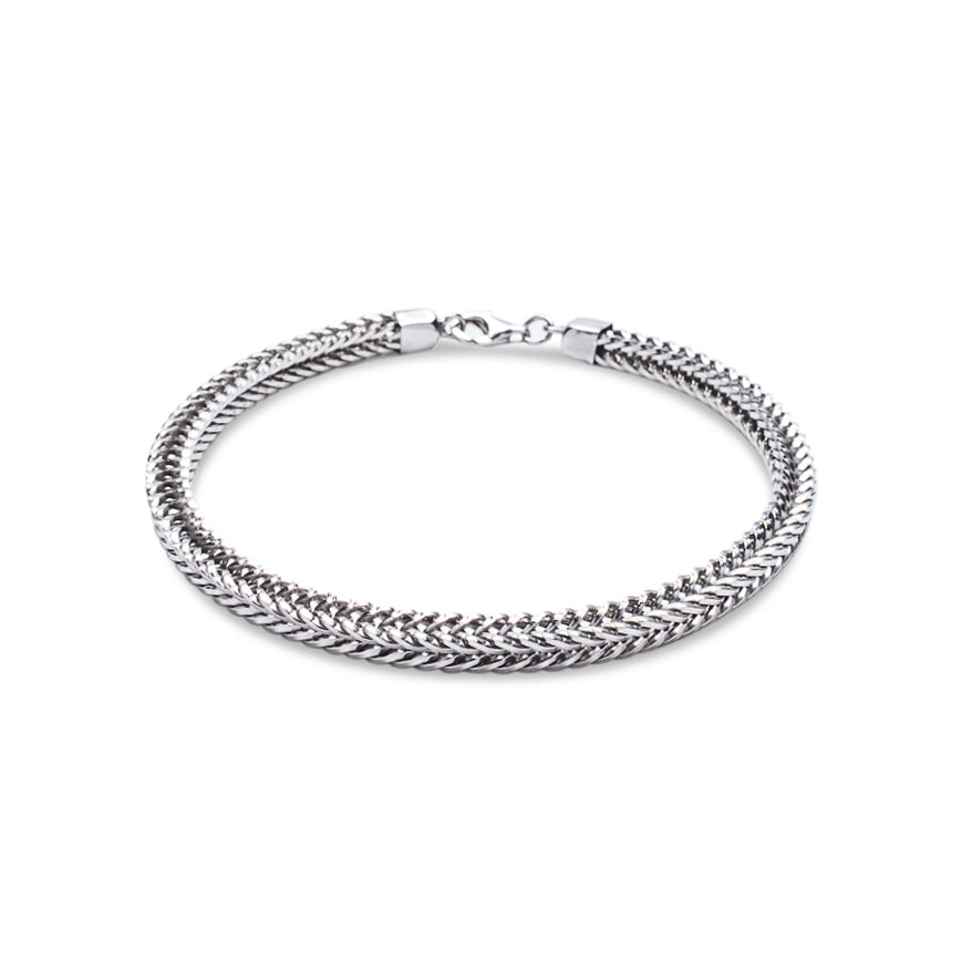 925 Sterling Silver 4mm Square Foxtail Bracelet  I  Riley Collection