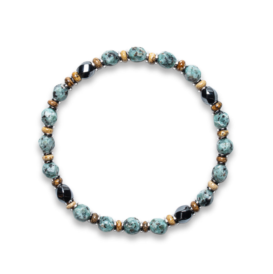 Aquamarine, Smoky Quartz & Landscape Jasper Bracelet - 925 Sterling Silver | Veda Collection