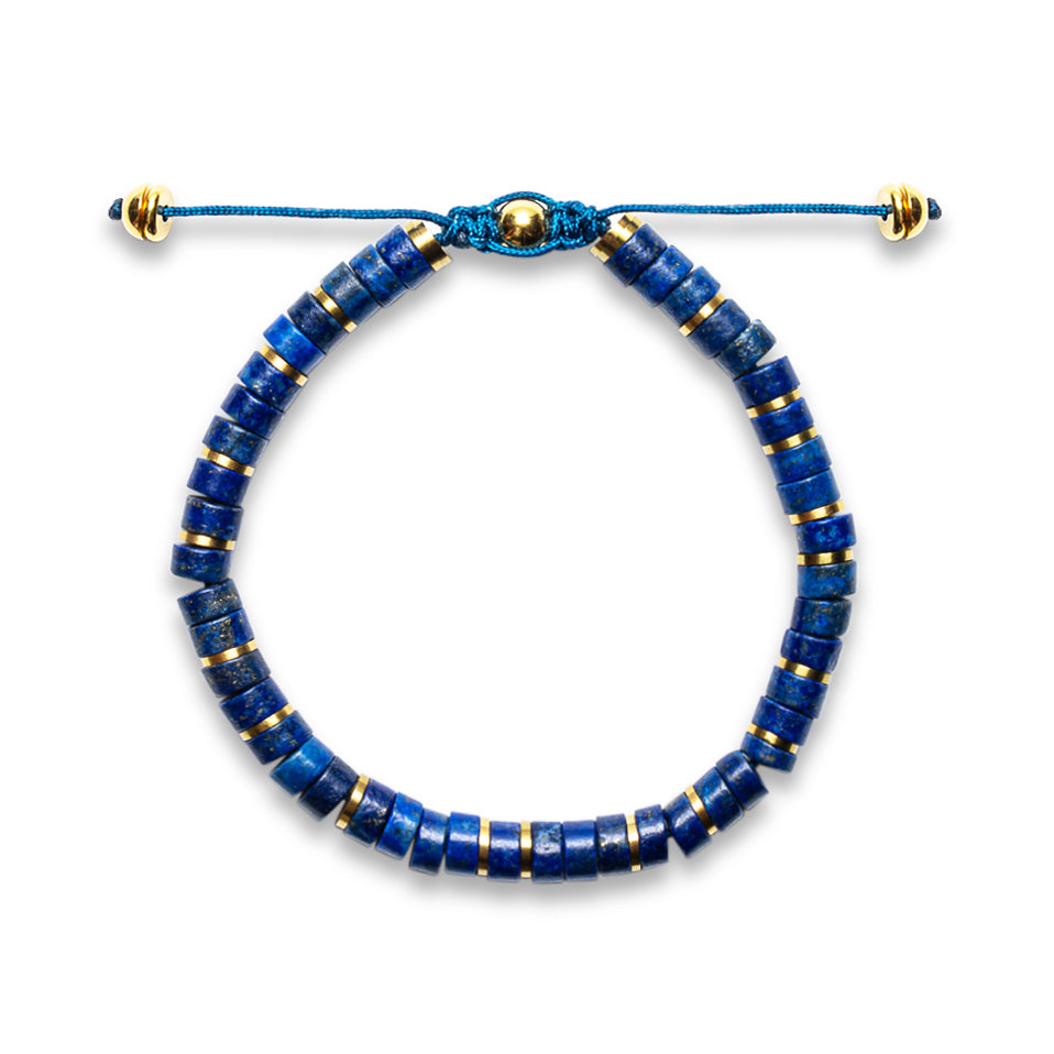 Lapis Lazuli 6mm Heishi Bead Bracelet - Gold | Shadae Collection