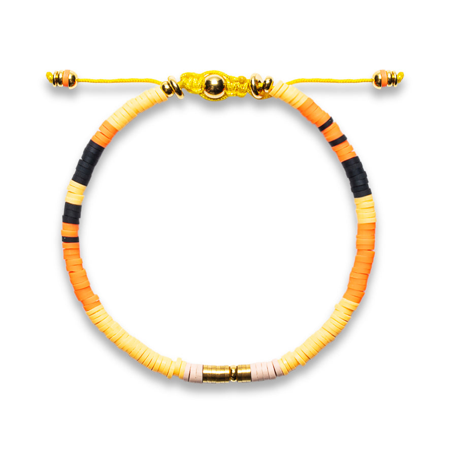 Black, Orange & Yellow Ecuadorian Clay Discs - Gold Plates | Shadae Collection