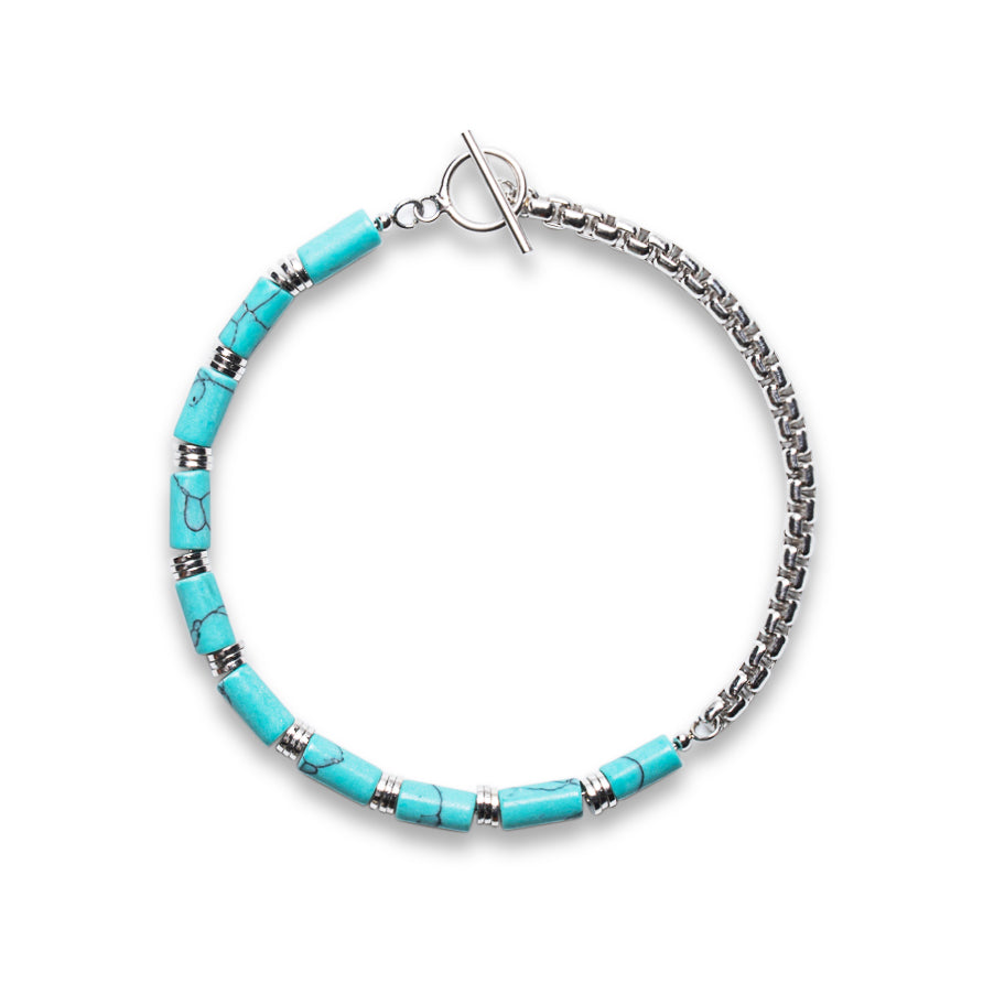 Turquoise Heishi & Box Chain Bracelet - 925 Sterling Silver | MIA Collection