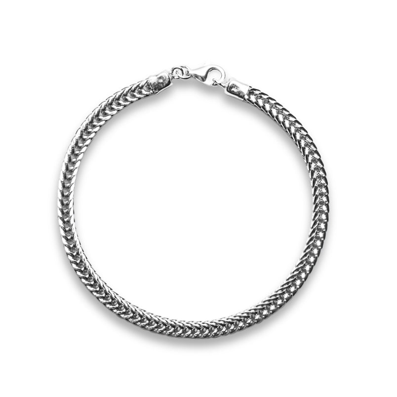 925 Sterling Silver 4mm Square Foxtail Bracelet  I  Riley Collection
