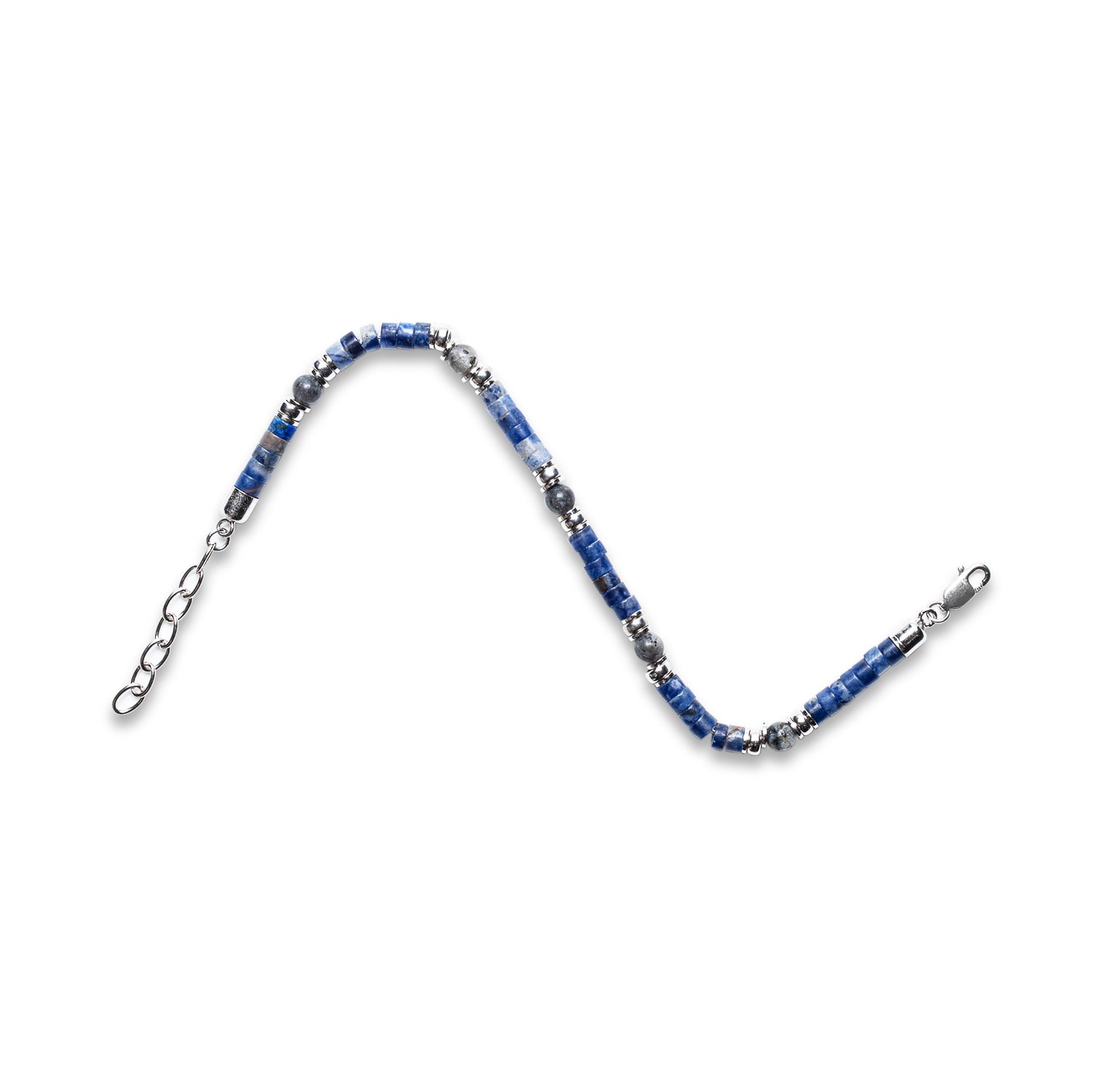 Lapis Lazuli & Moonstone Lobster Bracelet - 925 Sterling Silver | Veda Collection