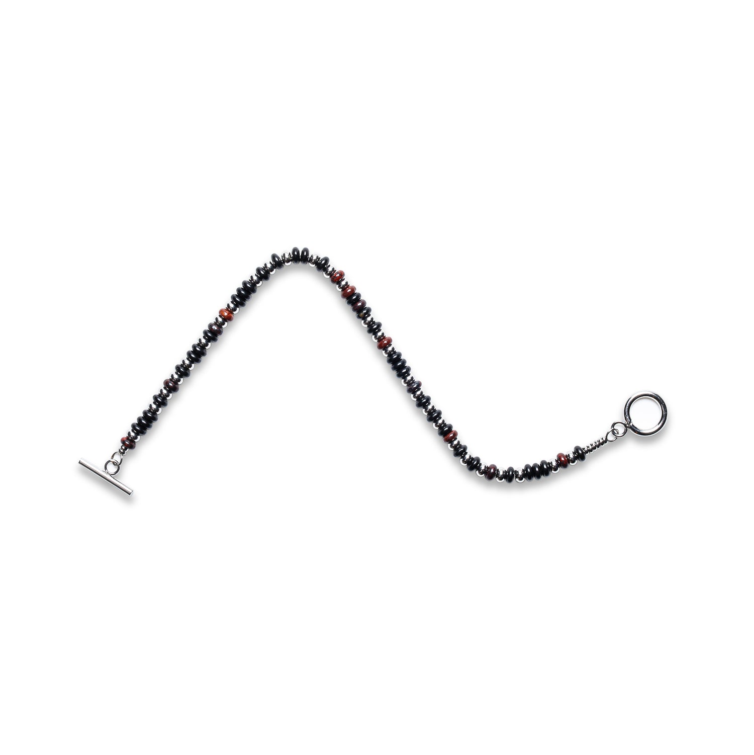 Black Onyx & Mahogany Obsidian 4mm Heishi Bead Bracelet - 925 Sterling Silver  |  MIA Collection