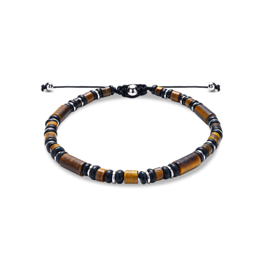 TIGER EYE HEISHI BEAD BRACELET - 925 STERLING SILVER I Shadae COLLECTION