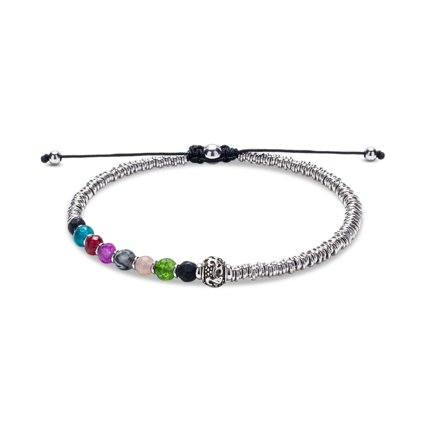 RAINBOW GEMSTONES & 925 STERLING SILVER DISC BRACELET | Shadae Collection