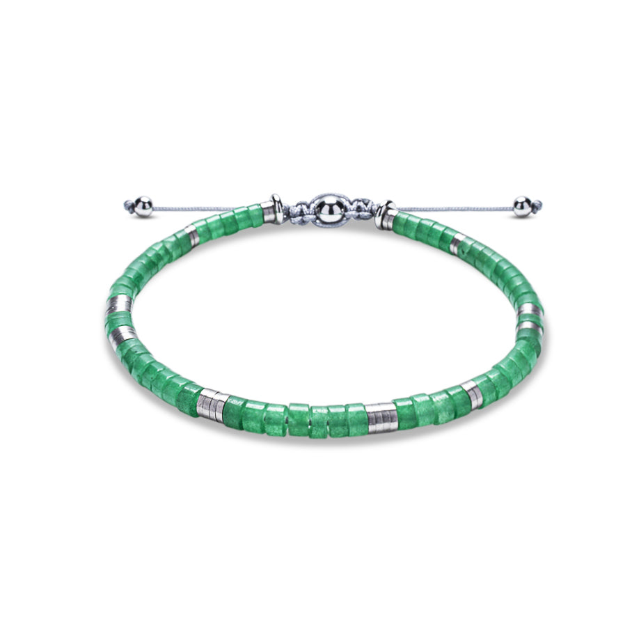 Emerald 4mm Heishi Bead Bracelet - 925 Sterling Silver  |  Shadae Collection