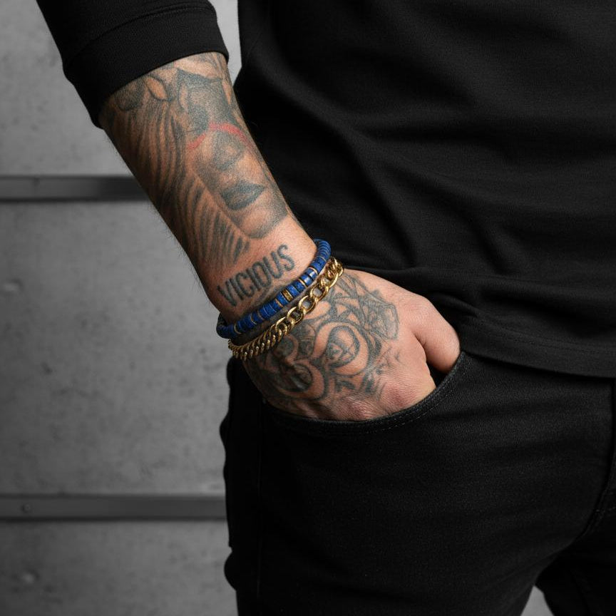 Lapis Lazuli 6mm Heishi Bead Bracelet  |  Gold Plated  |  NAIA COLLECTION