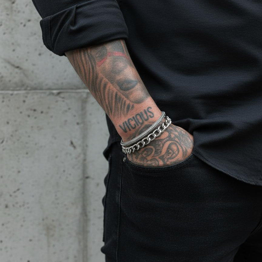 925 Sterling Silver 4mm Square Foxtail Bracelet  |  Riley Collection